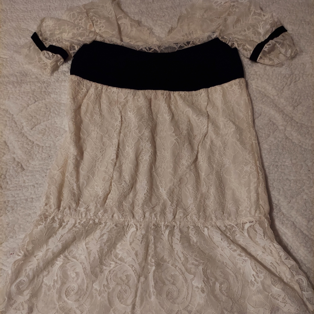 Bebe Lace Dress with Black and White Details